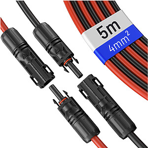 5m Solarkabel Verlängerung 4mm2 Schwarz:rot