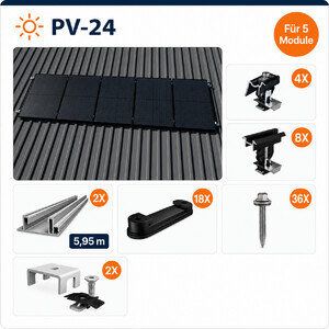 K2 Systems trapeziumvormige montageset van plaatmetaal voor 5 modules