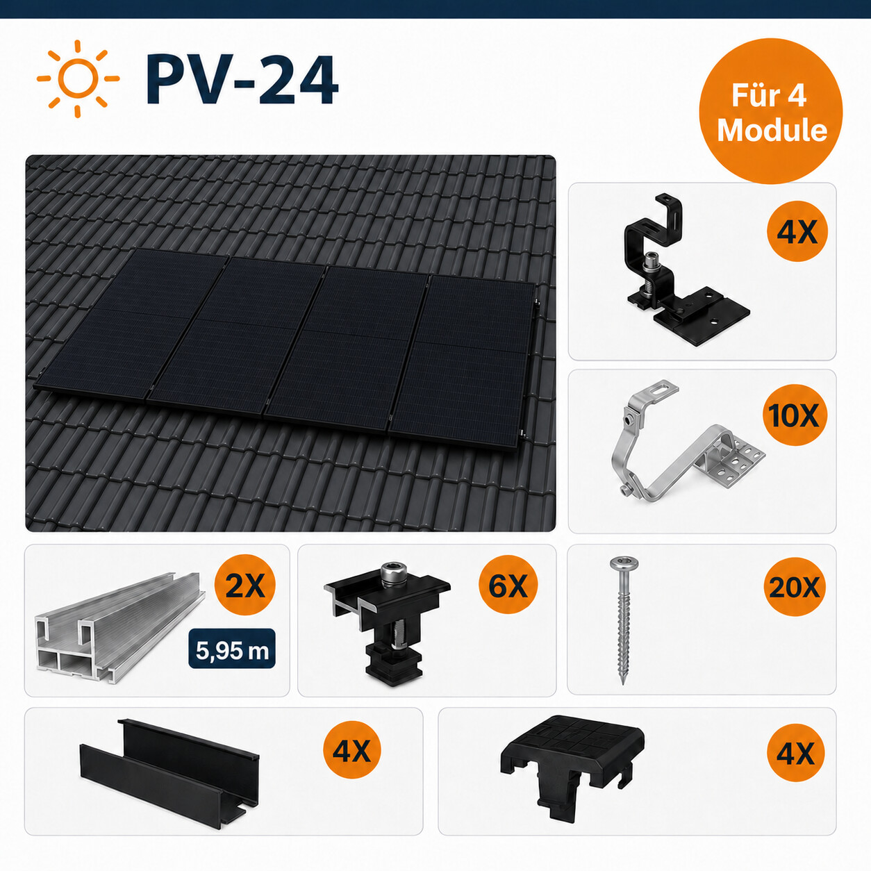 Montageset Für 4 Module Montageset Für 4 Module