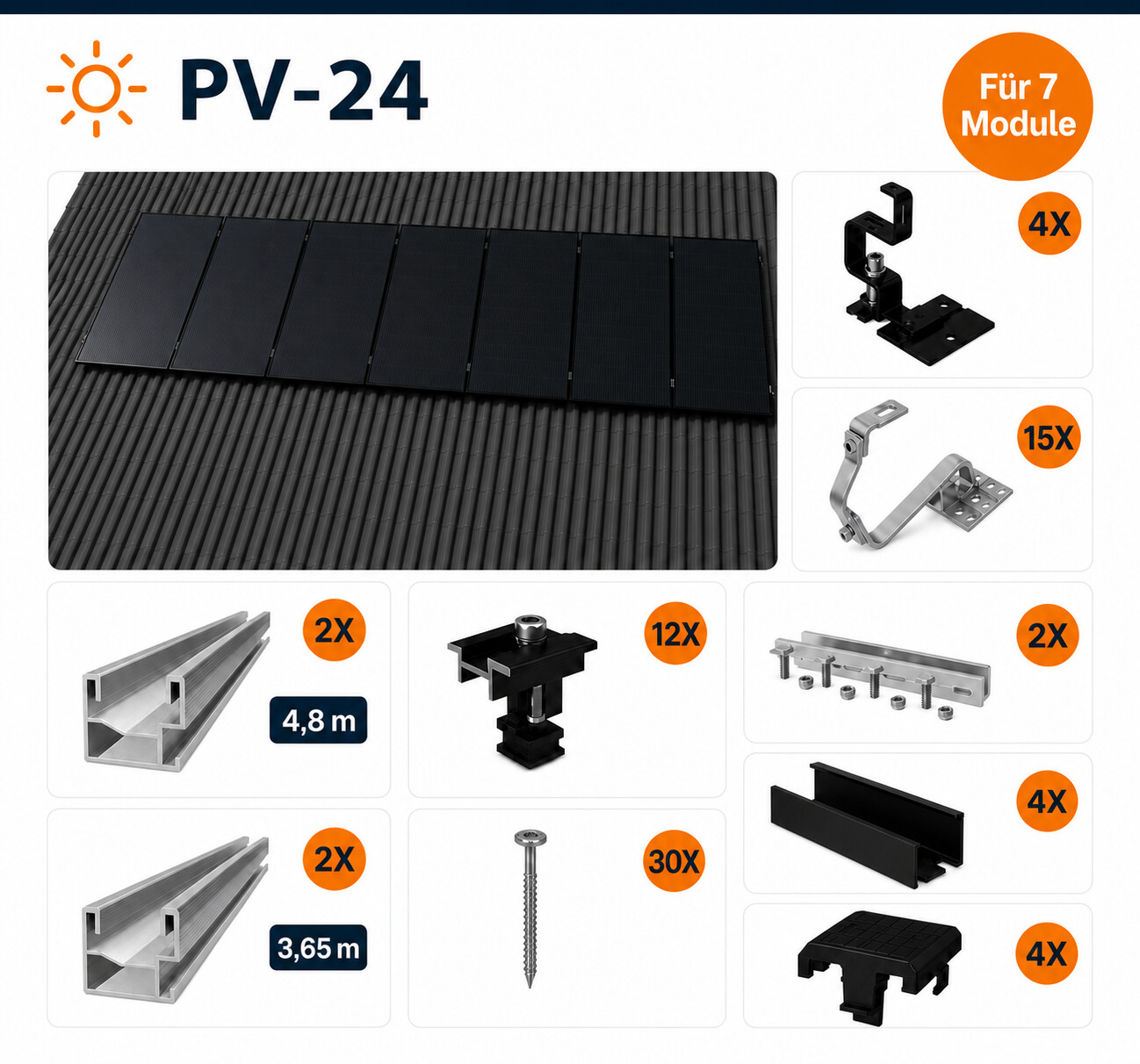 Montageset Für 7 Module Montageset Für 7 Module