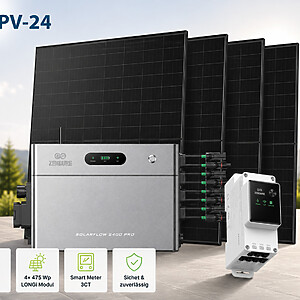 Zendure Solarflow 2400 Pro Mit 4x Pv Module Full Black + Zendure Smart Meter 3ct