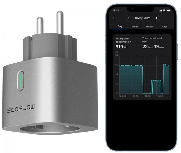 EcoFlow Smart Plug, WLAN, Überwachung des Stromverbrauchs & automatische Energiezuweisung, App/Sprachsteuerung, 5011401002, EFA-SmartPlug-EU - PV-24.at