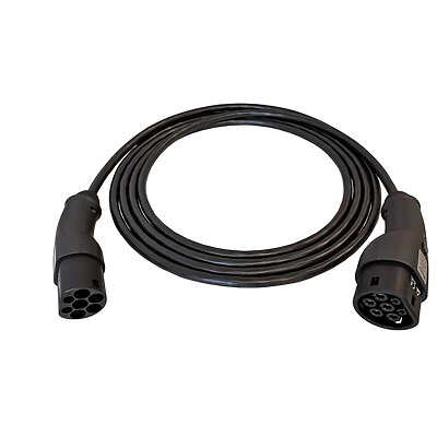 Metron Tesla Typ 2 Ladekabel 11 kW - 5 Meter - Charge Port Öffner - und Entsperr - Funktion - Leicht & flexibel - Metron CC05T (Tesla Knopf Button) - 5 Meter - PV - 24.at